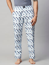 Men's Printed, Blue, Cotton, Regular Fit, Elasticated, Waistband, Pyjama  With Side Pockets